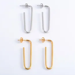 Hoop Earrings Chic Stainless Steel Paperclip For Women Irregular Geometric Huggie Ladies Ear Jewellery Findings Accessory