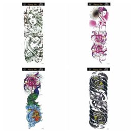 Tattoo Transfer Sweatproof Fake Tattoo Sticker Waterproof Realistic Large Arm Sleeve Tattoo Disposable Long Lasting Temporary Tattoo Sticker 240427