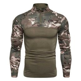 Tactical T-shirts Mens tactical battle black T-shirt long sleeved CP camouflage air suit camping hunting suit 240426