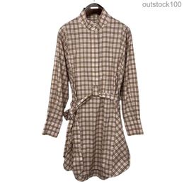 Original 1to1 Buurberlyes Designer Clothes Classic Pink Plaid Pure Cotton Dress for Women Spring Autumn Luxury High Quality Plaid Dress with Original Logo