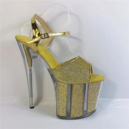 Dance Shoes 8 Inches Party Princess Heels Sexy 20cm Sequined Vamp Catwalk High-heeled