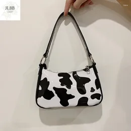 Bag Milk Cow Print Women's Fashion Women Handbags Baguette Shape Female Shoulder Crossbody Underarm For 2024 Purses
