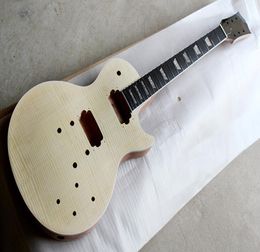 Factory Custom Natural Electric Guitar KitParts with Flame Maple VeneerMahogany Body and NeckSemifinished GuitarOffer Custom3692942