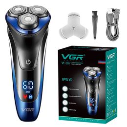 VGR Wet Dry Electric Shaver For Men Rotary Beard Razor Shaving Machine Grooming Kit Rechargeable LCD Display 240420