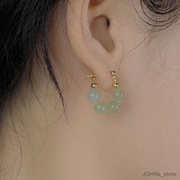 Stud New Trend Korean Style Gold Colour Simple Green Stone Ear Clasp Hoop Earring For Women Girls Elegant Wedding Party Jewellery Gifts
