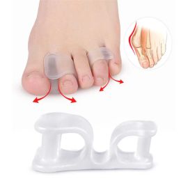 Treatment 2pcs=1pair Silicone Gel Straightener Two Hole Toe Separator Fingers Protector Bunion Adjuster Hallux Valgus Foot Care Pedicure