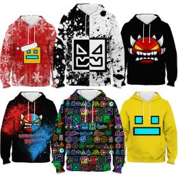 Sweatshirts Kids Angry Geometry Dash 3D Print Hoodies Boys Girls Cartoon Anime Sweatshirts Tops Children Casual Pullovers Outwears Sudadera