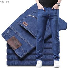 Men's Jeans Spring and Autumn Fashion Mens Loose Straight Lightweight Jeans High Quality Elastic Pants Cotton Denim Classic Brand TrousersL2404