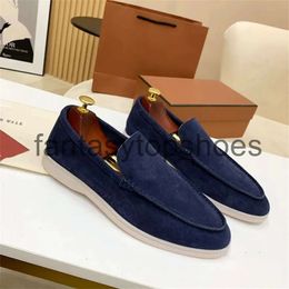 Loro Piano LP suede Slip-on Walk Summer shoe charm beige leather casual flat shoes Womens designer flat shoes dress shoes