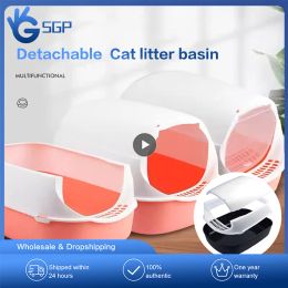 Boxes Pet Bedpan Toilet Clean Basin OdorProof SplashProof Enclosed Cat Toilet With Spoon Pet Litter Box Cat Sanitary Tray Pet Supplies