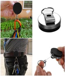 Simple Metal Card Badge Key Holder Stainless Steel Recoil Ring Belt Clip Pull Retractable Key Chain Car Keychain7253535