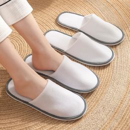 5 PACK One Time Use High Quality Closed Toe Nonslip el Slippers White Disposable Bathroom 240417