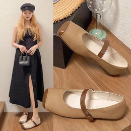 Casual Shoes 2024 Spring Summer Women Pumps Shallow Square Toe Chunky Woman Mary Janes Zapatos De Mujer Low Heel Flats