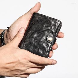 Wallets AETOO Wallet Men's Leather Short Folding Card Bag Soft Cowhide Vertical Tide Brand Simple Retro Soil Thin