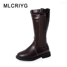 Boots Autumn Kids Knee High Baby Girls Genuine Leather Shoes Children Brand Black Rome Casual Fashion Soft