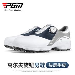 Shoes PGM Men's Golf Shoes with Removable Spikes Casual Sport Sneakers Knob Shoelaces Top Leather Waterproof AntiSlip XZ194 Wholesale