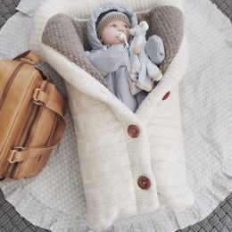 Bags Winter Baby Sleeping Bunting Bag Envelope Kids Sleepsack Footmuff for Stroller Knitted Sleep Sack Newborn Swaddle Knit Wool