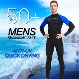 Men Long Sleeve Quick Dry Swimming Suit Adult Nylon Uv Protection Snorkelling Surfing Wetsuit Water Sports Diving Suit 240410