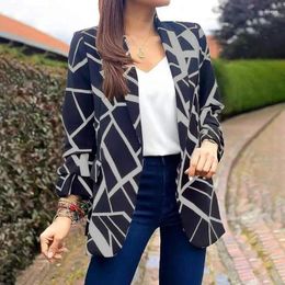 Women's Suits Fashion Casual Blazer Women Printed Suit Coat Elegant Office Turn Down Collar Button Cardigan Causal Slim Streetwear Tailored