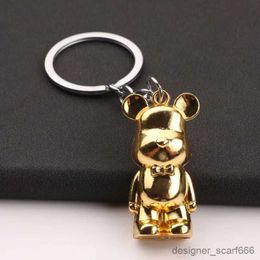 Keychains Lanyards New Creative Zinc Alloy Violent Bear Keychains Exquisite Cute Car Key Ornaments Bag Pendant Cartoon Key Chains Gift wholesale