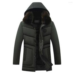 Mens Down Fashion Streetwear Winter Jackets Men Fur Collar Printed Designer Thick Velvet Parka Casual Outwear Warm