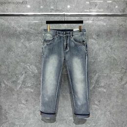 Men's Jeans Luxury brand H mens jeans high-quality fashionable mens jeans washed retro mid rise mens jeans casual bag straight denimL2404