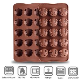 Moulds 15 Holes Funny Pig Silicone Chocolate Mould Fondant Patisserie Candy Mould Cake Waffle Baking Mould Decoration Baking Accessories