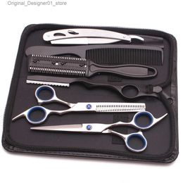 Hair Scissors Hair clippers 6 Japanese stainless steel hair clipper set thin cut hairstyle set salon styling tool straight cut Q240426