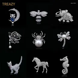 Brooches Silver Plated Lovely Animal 2024 Fashion Pearl Crystal Horse/Elephant/Bee Pins For Women Men Gifts