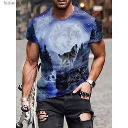 Men's T-Shirts Mens Wolf Whistle Moon Printed T-shirt Leisure Underwear Summer Fitness Sports Short Sleeve Simple Clothing Q240426