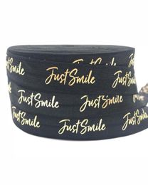 100 yards Gold Foil Just Printed Fold Over Elastic 15cm Black FOE Ribbon for Bracelet DIY Head wear Hair Accessories87173975726396