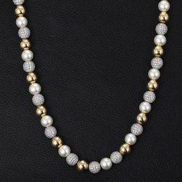 Selling Jewelry Mothers Day 925 Silver Graceful 18k Gold Necklaces Beads Shinny Moissanite Inlaid Women Necklace