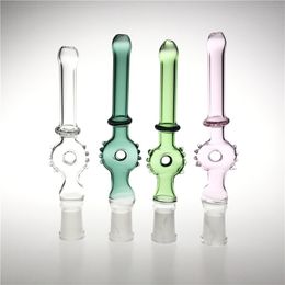 5.9 Inch 14mm Female Glass Rig Stick with Thick Pyrex Clear Pink Green Colorful Glass Nector Collector Smoking Hand Pipes Straw Tube