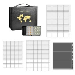 Albums Coin Leather Storage Book Album 300 Panel PVC Transparent Looseleaf Philatelic Book Album Waterproof Coin Medals Collection Set