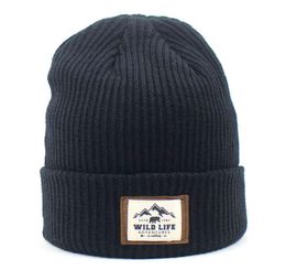 Autumn Winter Letter Label Skullies Beanies Caps for Men Women039s Solid Knitted Hat Outdoor Warm The North Mountains No Face8363132