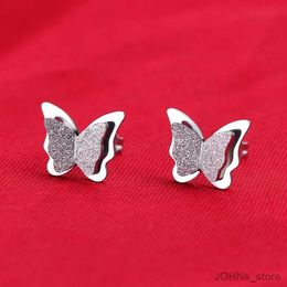 Dangle Chandelier Korean Elegant Cute Gold Colour Frosting Butterfly Stud Earrings For Women Girls Fashion Sweet Cute Butterfly Jewellery Gifts