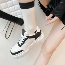 Casual Shoes 2024 Arrival Soft Genuine Leather Women Low Top Fashion Waterproof Thick-soled Vulcanize Running Sneakers