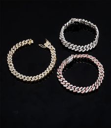 Women039s CZ Miami Cuban Link Bracelet Diamonds Bracelet 8mm Bling Bracelets with Locked Clasp Cubic Zircon Bracelets 7inch 8in2725847