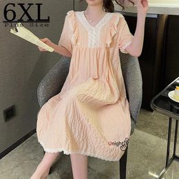 Women's Sleepwear Women Cotton Nightgown Large Size Nightgowns Plus Night Wear 6XL Short Nightdress Lingerie Sleep Dress