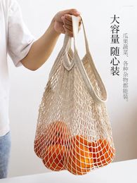 Shopping Bags Cotton Tote Bag Portable Folding Woven Grocery Fruit Net Pocket Hollow