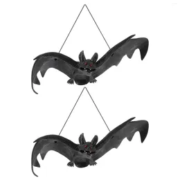 Decorative Figurines 2 Pcs Rearview Mirror Simulation Rubber Bat Toy Halloween Decoration Prank Props