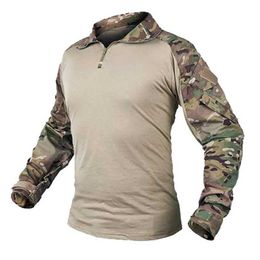 Tactical T-shirts Outdoor G3 tactical hiking T-shirt battle shirt military CP camouflage long sleeved hunting shirt cotton sports mens clothing 240426