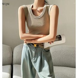 Ethnic Clothing WQM Korean Style Spring And Autumn Clothes Front Sleeveless T-shirt Women's Bottom Shirt Suit Top Design Cut Shoulder Vest