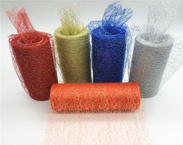 15cm10Y Gold Wire Organza Sheer Gauze Table Runner Tissue Tulle Roll Spool Craft Party Wedding Decoration 10 Colour9558210