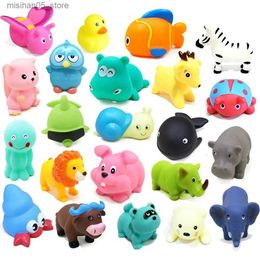 Sand Play Water Fun 1 cute animal baby bath toy duck fish Colourful soft rubber float squeezing sound swimming water toy beach toy Q240426