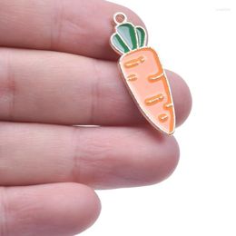 Charms 10pcs Cute Enamel Carrot Alloy Metal Drop Oil Vegetable Pendant For Making Earrings Bracelet Necklace Jewellery DIY Crafts