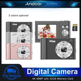 Digital Cameras Andoer Camera 4K 48MP Video Camcorder Auto Focus 16X Zoom Anti-shake Face Detect Smile Capture Built-in Flash &