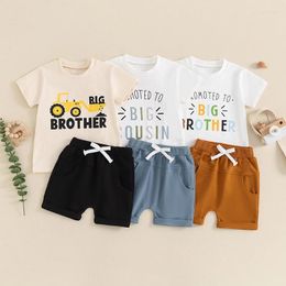 Clothing Sets 2024-03-04 Lioraitiin 1-4Y Toddler Baby Boy Summer Outfits Short Sleeve Letter Pattern Tops Shorts Set 2Pcs