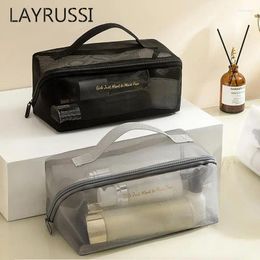 Cosmetic Bags Fashion Beauty Bag Large Capacity Travel Toiletry Pouch Multi-functional Transparent Black Mesh Organiser Makeup