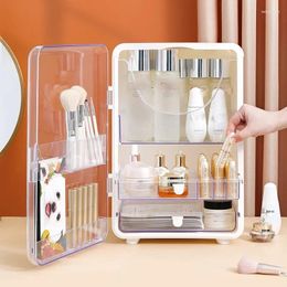 Storage Boxes Formwell-Large Cosmetic Makeup Organiser Dust/Waterproof Cosmetics Display Case With Drawers 41.5x28.5x20.5cm